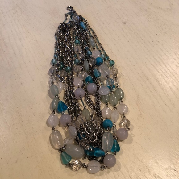 Lia Sophia Blue Glass Multi Strand Necklace EUC - Picture 4 of 5